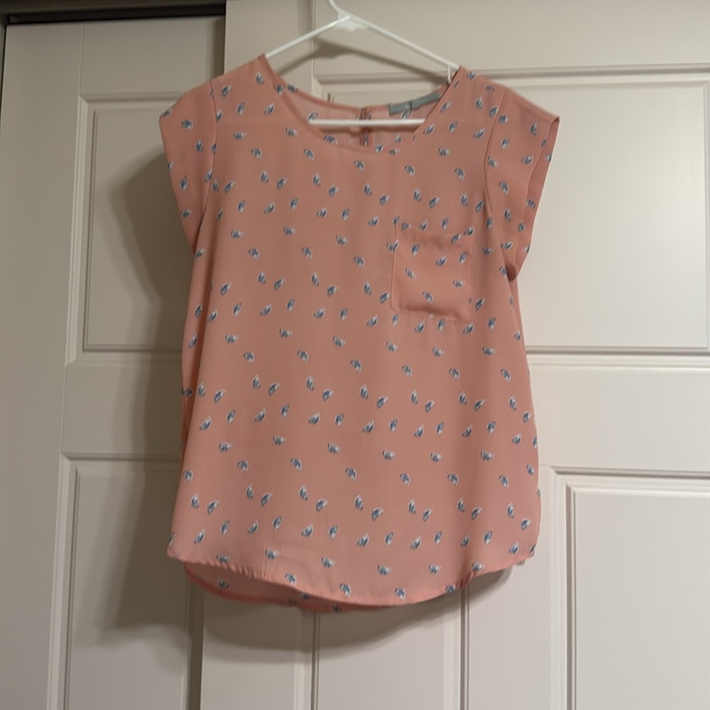 Pink Floral Sleeveless Blouse - Medium